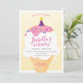 Invitation ANNIVERSAIRE DE ENFANT PARTY rétro crème glacée cô (Debout devant)