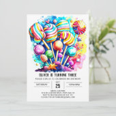 Invitation Anniversaire de enfant Pastel Candyland (Debout devant)