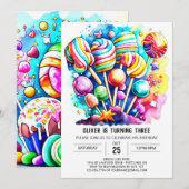 Invitation Anniversaire de enfant Pastel Candyland (Devant / Derrière)