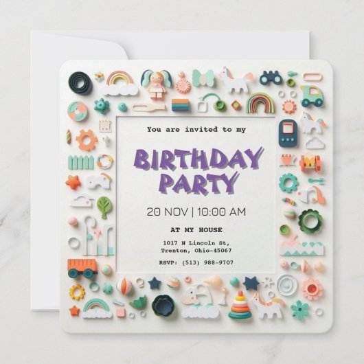 Invitation Anniversaire de enfant Pastel Joueur (Devant)