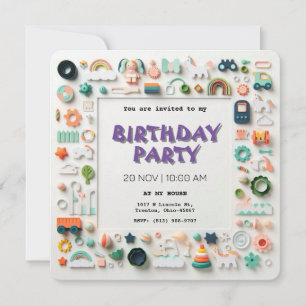Invitation Anniversaire de enfant Pastel Joueur