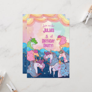 Invitation Anniversaire de enfant Pastel Unicorn