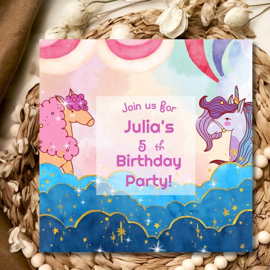 Invitation Anniversaire de enfant Pastel Unicorn