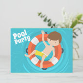 Invitation Anniversaire de enfant personnalisé de piscine (Debout devant)