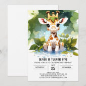 Invitation Anniversaire de enfant personnalisé Giraffe (Devant / Derrière)