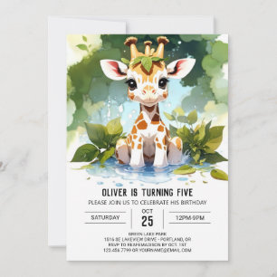 Invitation Anniversaire de enfant personnalisé Giraffe