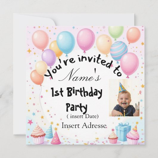 Invitation Anniversaire de enfant personnalisée |  (Devant)