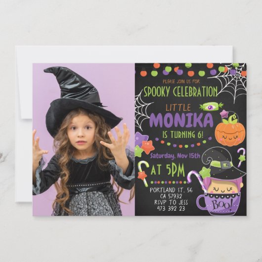 Invitation Anniversaire de enfant photo Éffrayant Halloween W (Devant)
