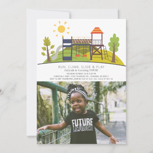 Invitation Anniversaire de enfant photo Park Playground (Devant)
