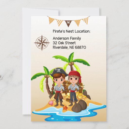 Invitation Anniversaire de enfant pirate (Dos)