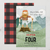 Invitation Anniversaire de enfant Plaid des monts Lumberjack (Devant / Derrière)