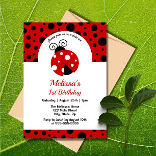 Invitation Anniversaire de enfant Pois rouge Ladybug