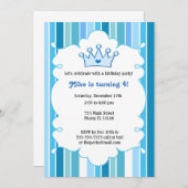 Invitation Anniversaire de enfant Prince Blue (Devant / Derrière)