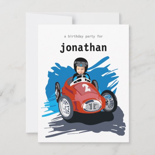 Invitation Anniversaire de enfant - Race Car (Devant)