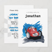 Invitation Anniversaire de enfant - Race Car (Devant / Derrière)