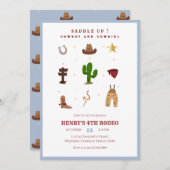 Invitation Anniversaire de enfant Rodeo de CowBoy (Devant / Derrière)