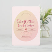 Invitation Anniversaire de enfant rose doux Motif simple (Debout devant)
