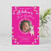 Invitation Anniversaire de enfant rose mignon (Debout devant)