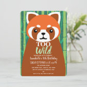 Invitation Anniversaire de enfant rouge panda trop sauvage (Debout devant)