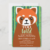 Invitation Anniversaire de enfant rouge panda trop sauvage (Devant)
