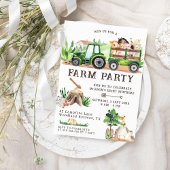 Invitation Anniversaire de enfant Rustic Watercolor Farm Anim