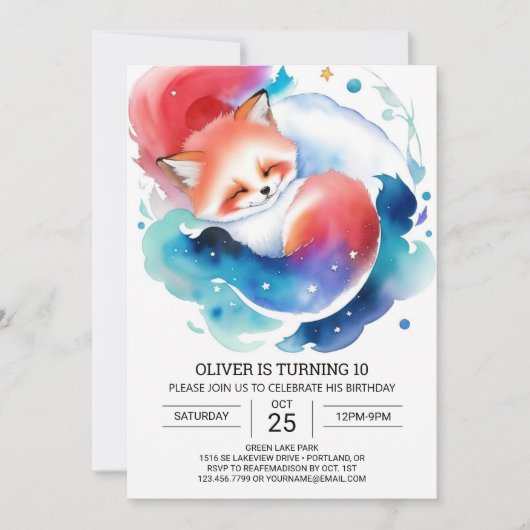 Invitation Anniversaire de enfant rustique Fox Fiesta (Devant)