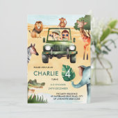 Invitation Anniversaire de enfant Safari animal Jungle (Debout devant)