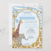 Invitation Anniversaire de enfant Safari - Bleu (Devant)