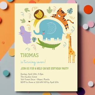 Invitation Anniversaire de enfant safari sauvage