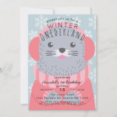 Invitation Anniversaire de enfant Seal Winter Onederland (Devant)