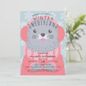 Invitation Anniversaire de enfant Seal Winter Onederland (Debout devant)