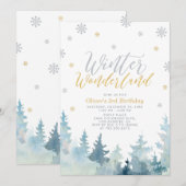 Invitation Anniversaire de enfant Silver & Gold Winter Wonder (Devant / Derrière)