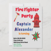 Invitation Anniversaire de enfant spécial pompier Extraordina (Dos)
