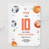 Invitation Anniversaire de enfant sportif de balle (Devant)