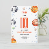 Invitation Anniversaire de enfant sportif de balle (Debout devant)