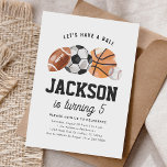 Invitation Anniversaire de enfant sportif moderne<br><div class="desc">Invitations amis et famille à la fête d'anniversaire de votre enfant avec cette invitation sportive à thème.</div>
