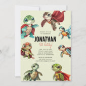 Invitation Anniversaire de enfant Superhero de tortue de mer (Devant)