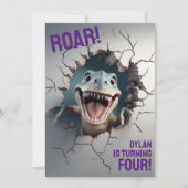 Invitation Anniversaire de enfant T-Rex de Dinosaure 3D moder (Devant)