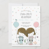 Invitation Anniversaire de enfant Twins (Devant)