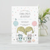 Invitation Anniversaire de enfant Twins (Debout devant)