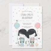 Invitation Anniversaire de enfant Twins (Devant)