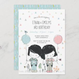 Invitation Anniversaire de enfant Twins