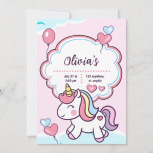 Invitation Anniversaire de enfant Unicorne mou