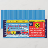 Invitation Anniversaire de enfant Voyage Train Ticket Invitat (Devant / Derrière)