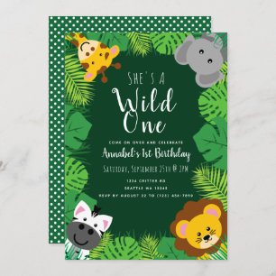 Invitation Anniversaire de enfant Wild One Jungle Critters