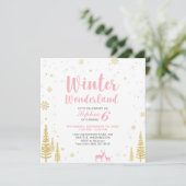 Invitation Anniversaire de enfant Winter Wonderlan (Debout devant)