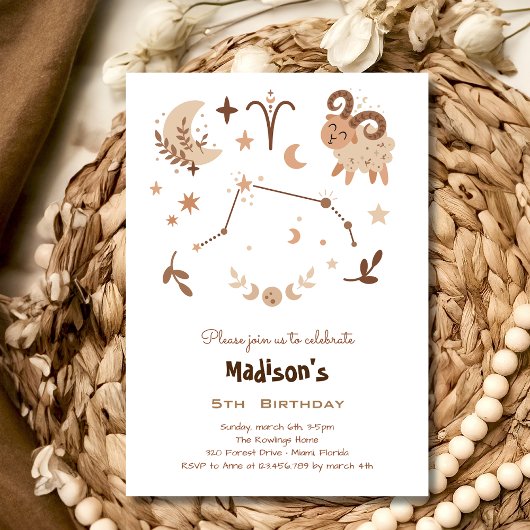 Invitation Anniversaire de enfant Zodiac Aries