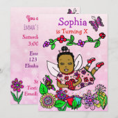 Invitation Anniversaire de fée ethnique (Devant / Derrière)
