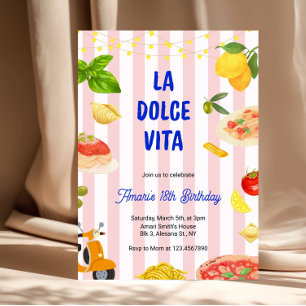 Invitation Anniversaire de femme adulte Pink Italian La Dolce
