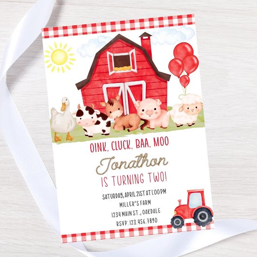 Invitation anniversaire de ferme modifiable - télé